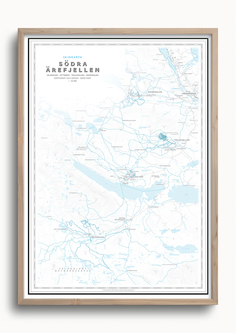 Skidkarta Södra Årefjällen 50x70cm Dapa Maps