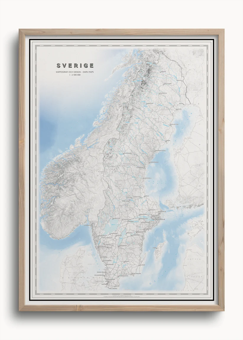Sverigekarta 50x70cm Dapa Maps