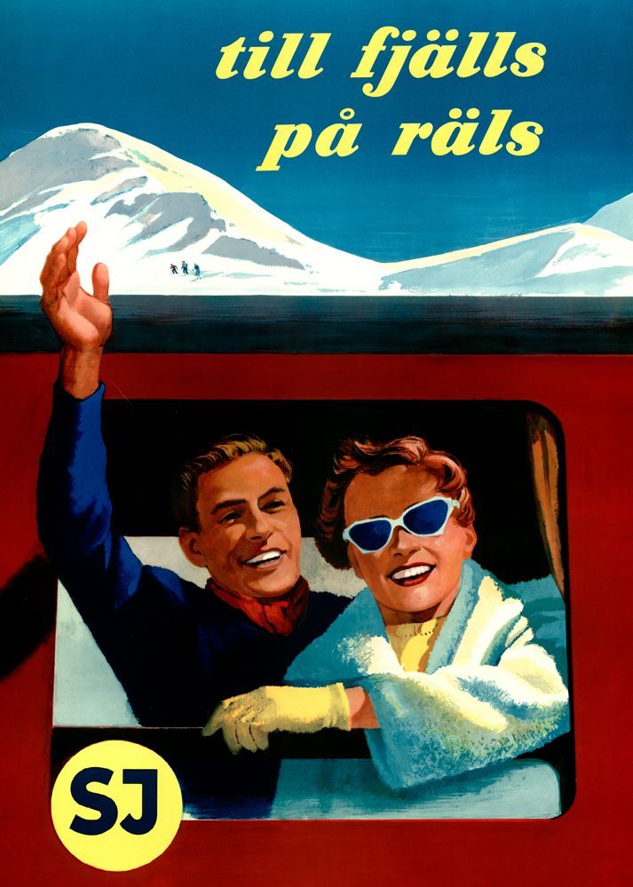 Till fjälls med SJ 1953, affisch 21x30cm