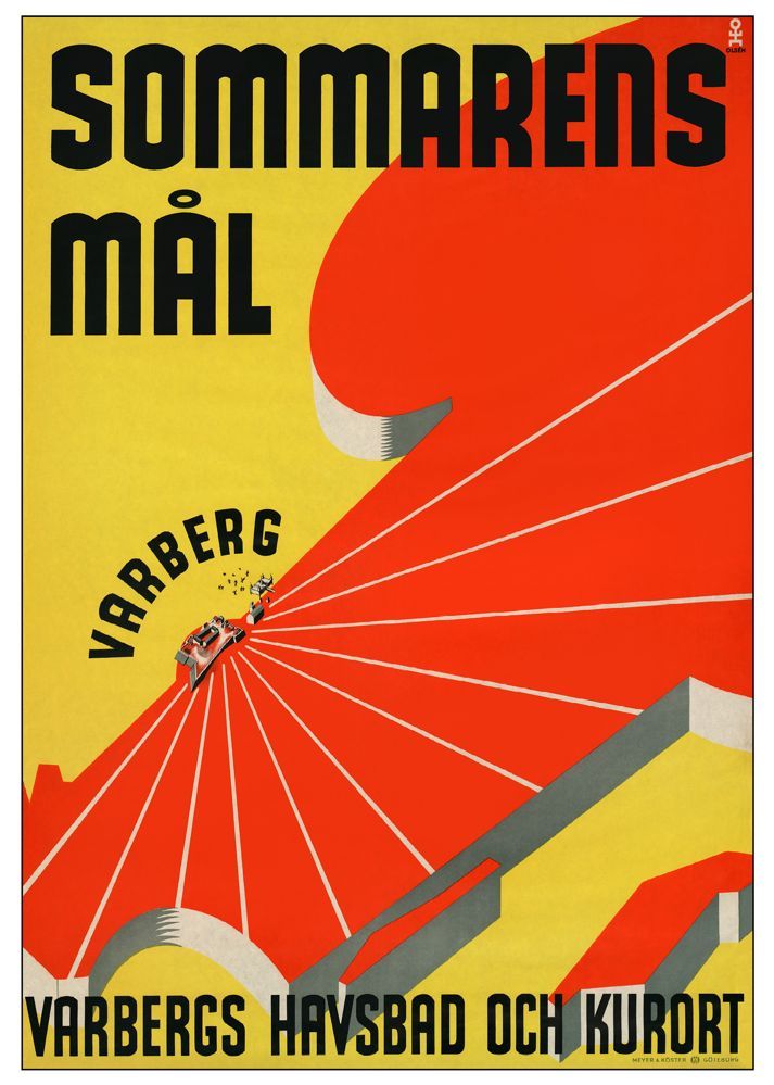 Varberg från ovan sommarens mål, affisch 21x30cm