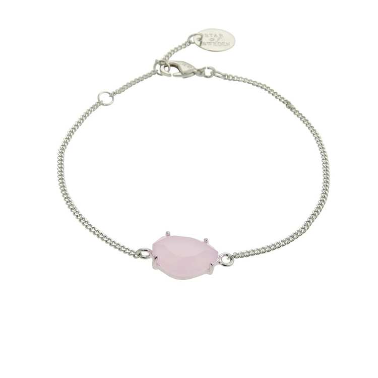 Klassiskt armband i silver med rosa sten