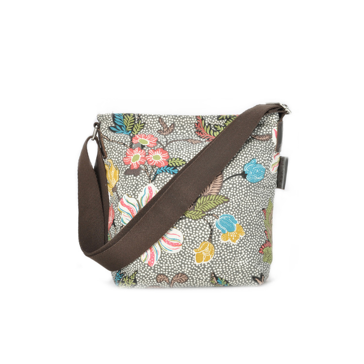 Axelväska Flower Linen, Grey, small, Ceannis