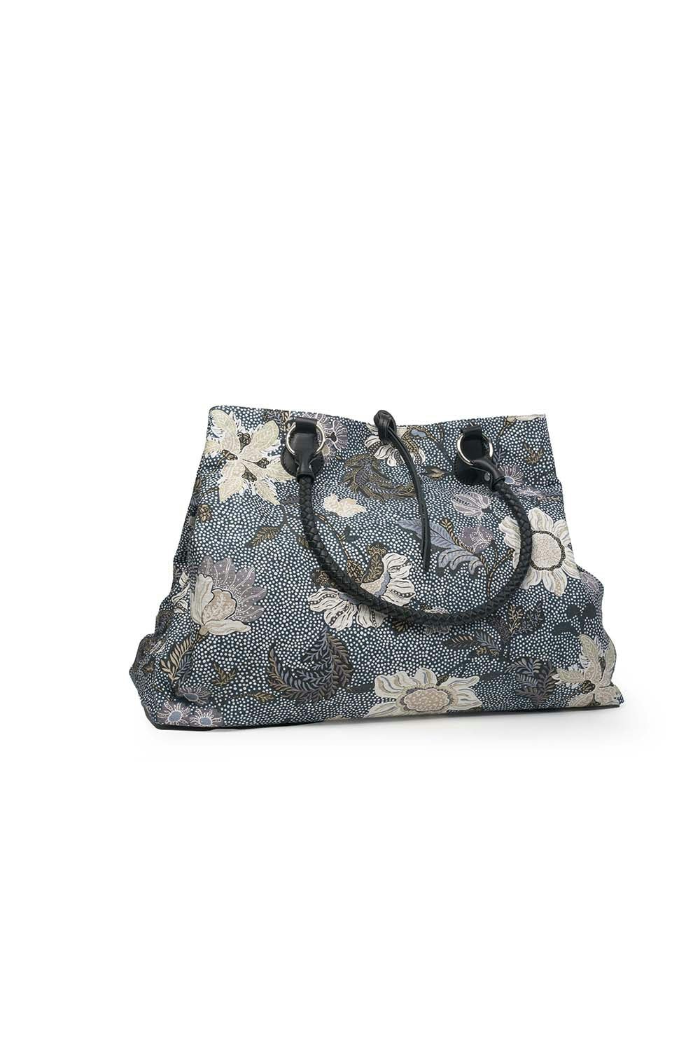 Weekendbag Flower Linen, Denim Blå, Ceannis