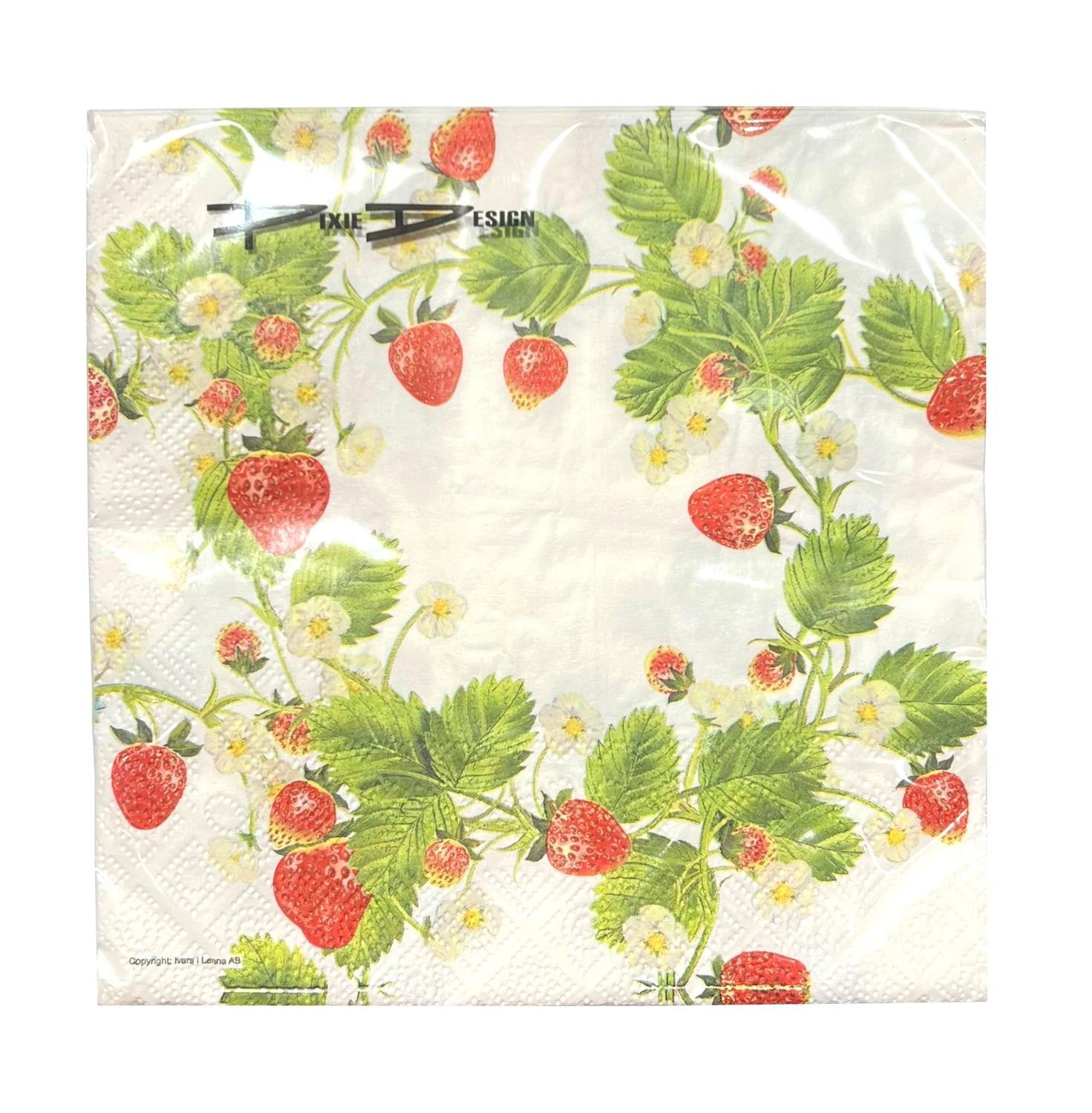 Servetter Jordgubbar & Blad 33x33cm
