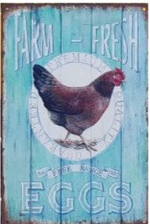 Plåtskylt Farm-fresh eggs