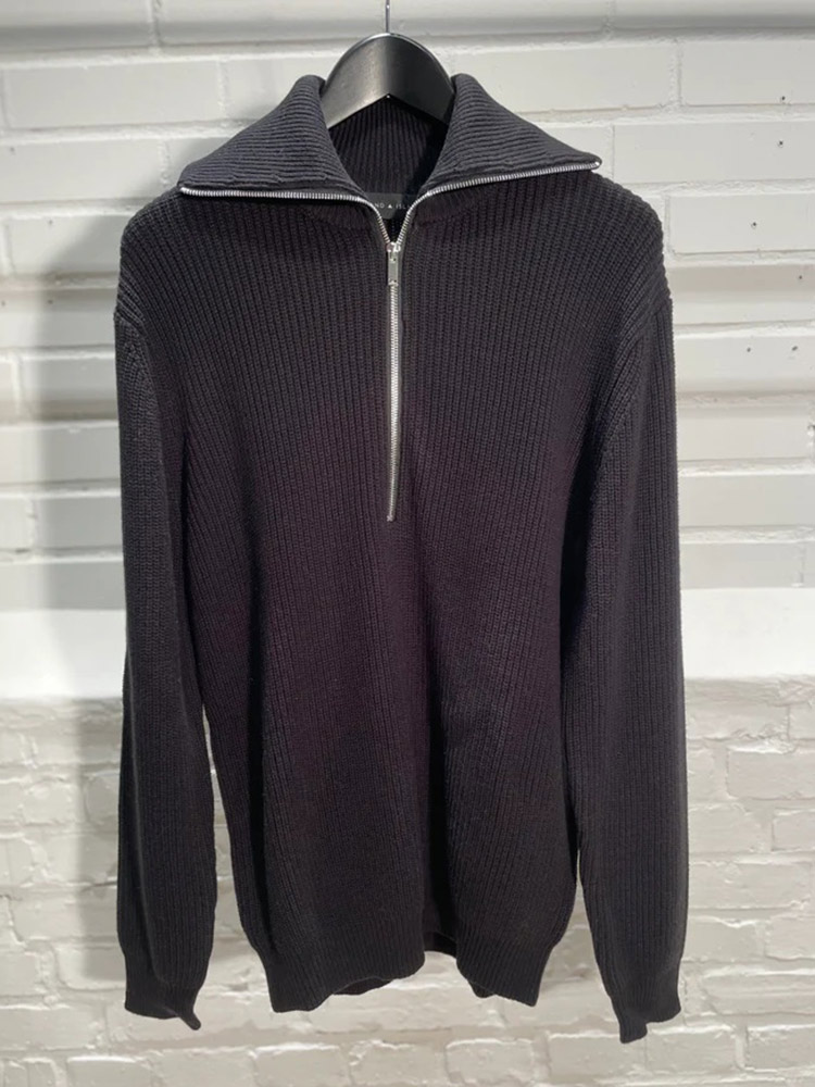 Ceasar Half Zip Knit Black