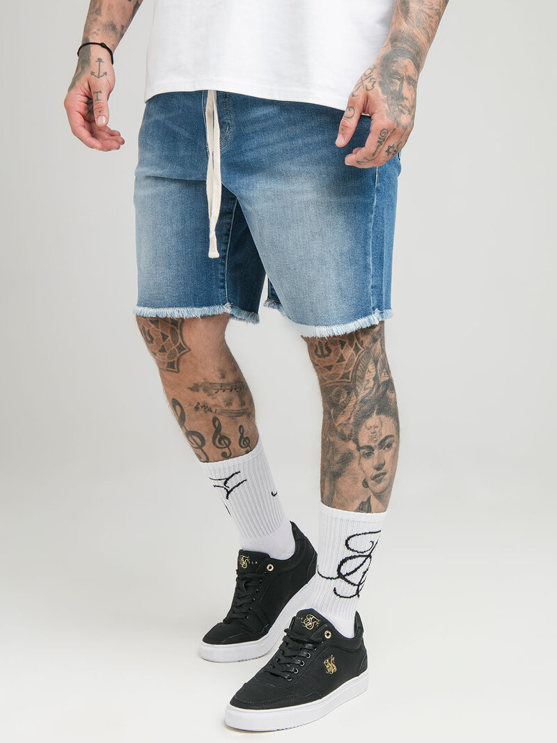 Raw Hem Denim Shorts Midstone