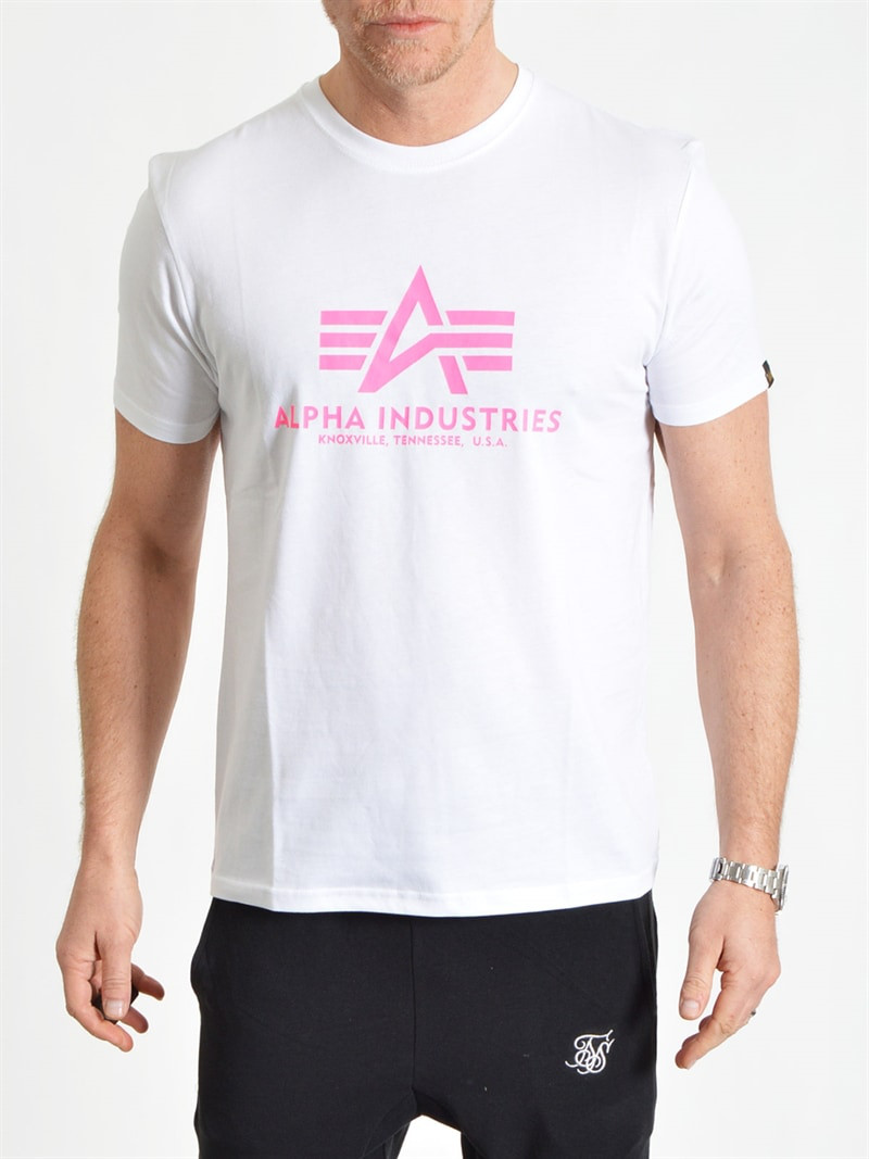 Basic Tee White/Neon Pink