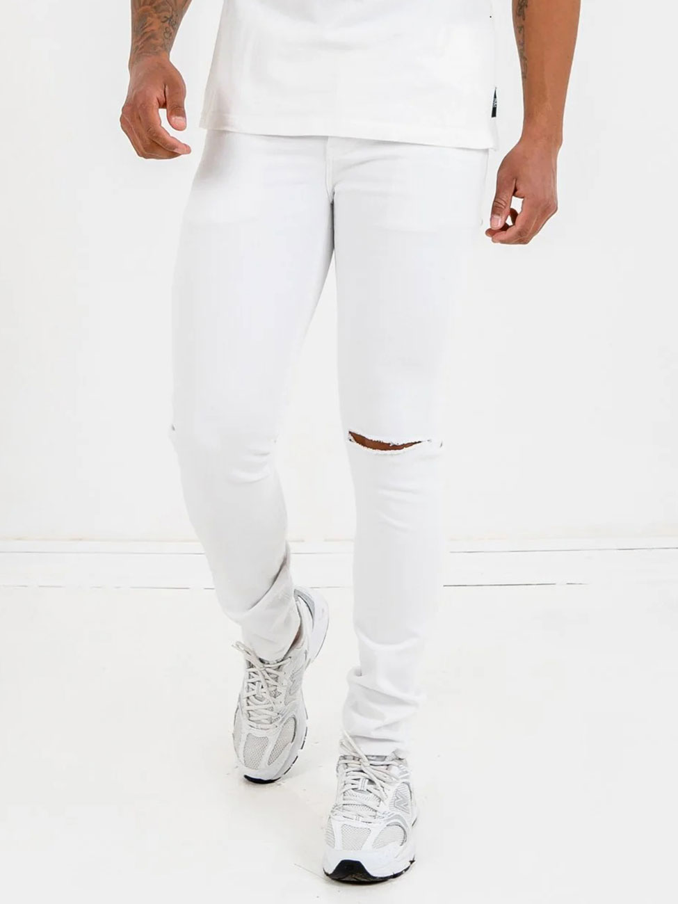 White Kneehole Denims