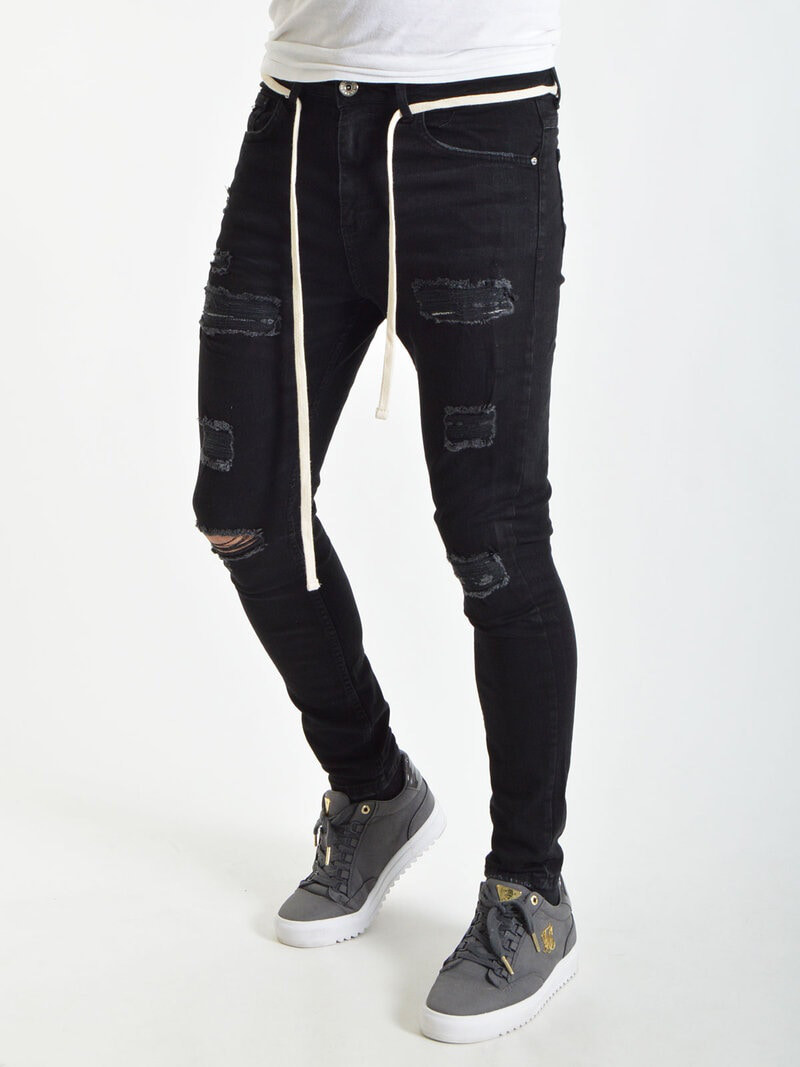 Bandana Rip & Repair Jeans Black