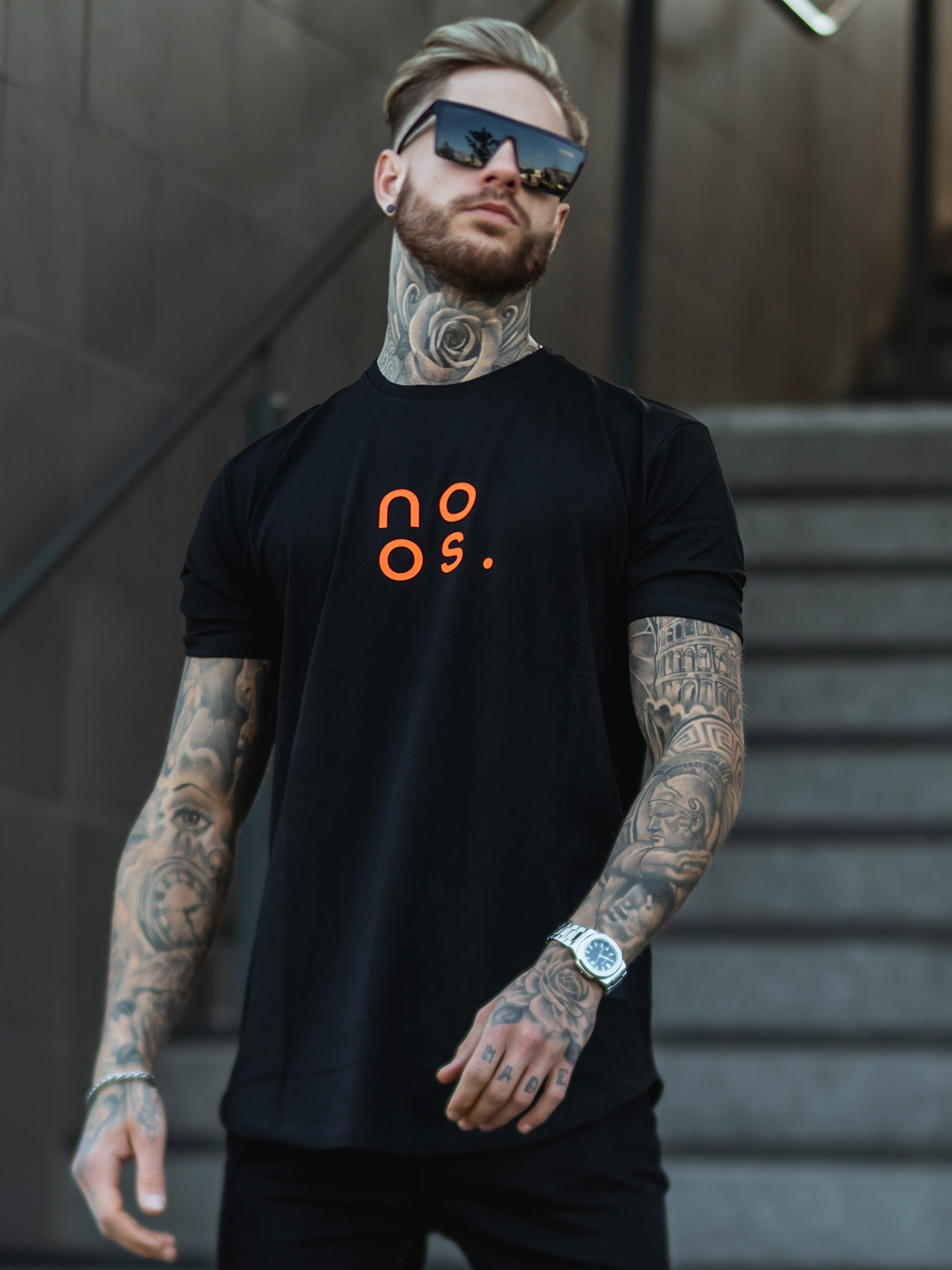 Gym Scoop Tee Black/Neon Orange