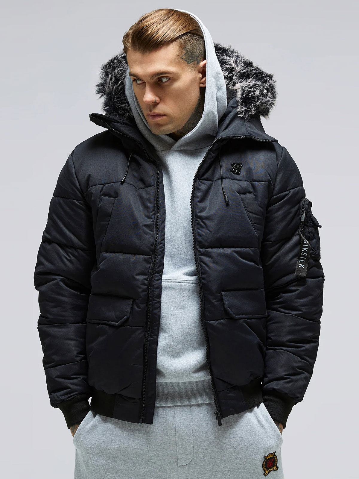 Fur Bomber Jacket Black