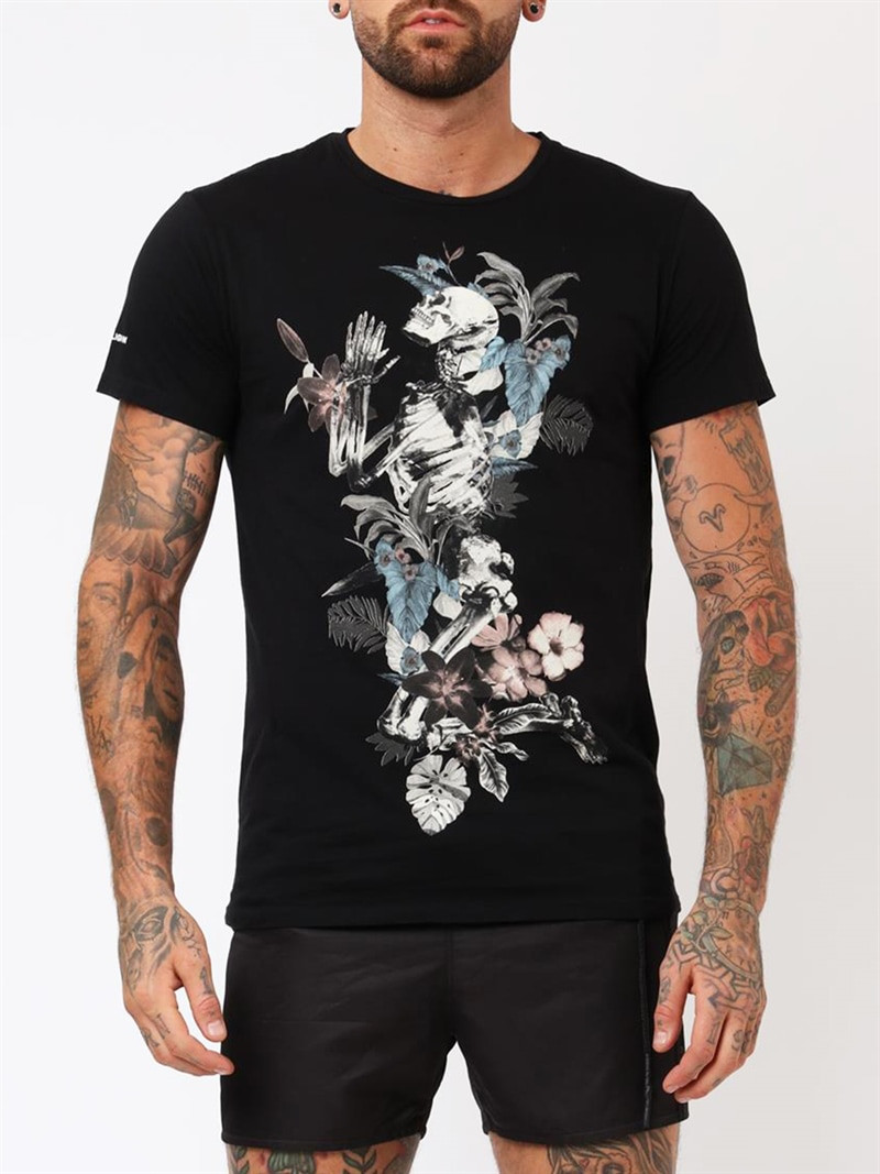 Skeleton Flower Tee Black