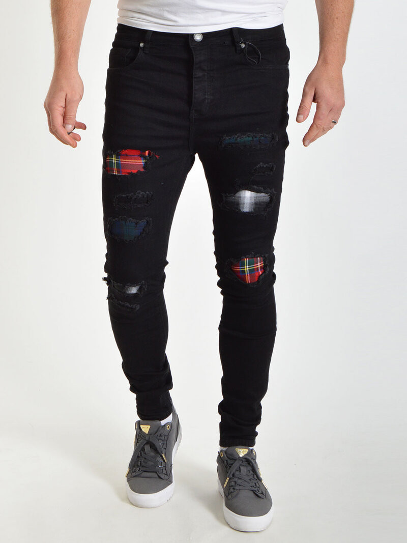 Repair Check Jeans Black