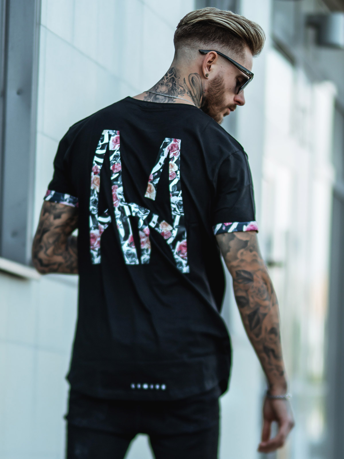 AA Zebra Roses Tee Black