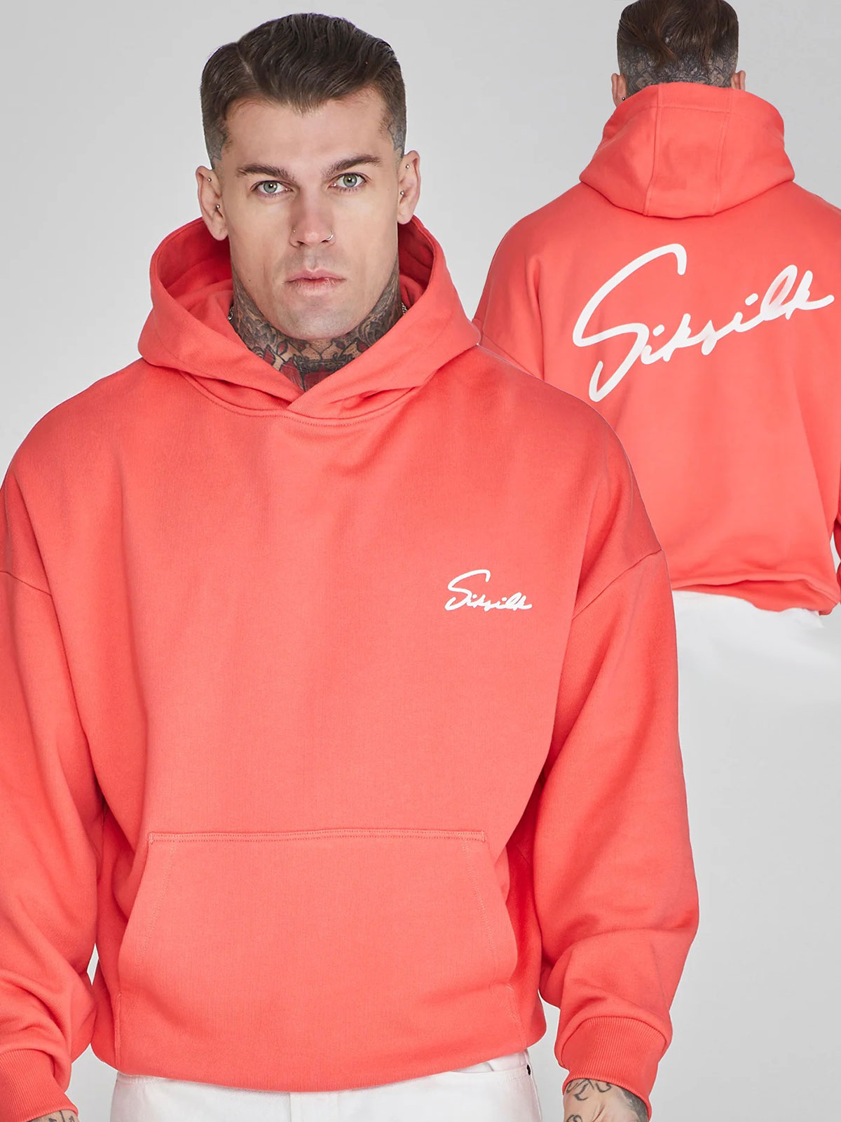 Script Hoodie Coral Red