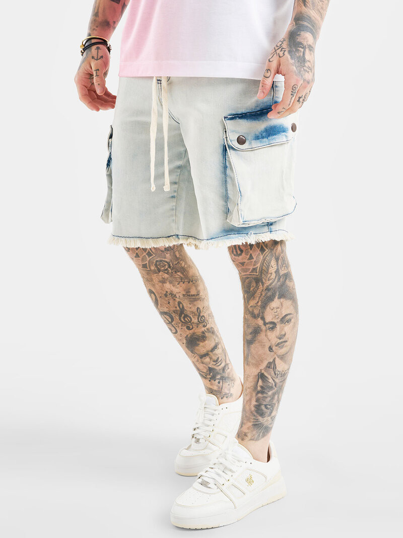Messi x Cargo Denim Shorts Bleached