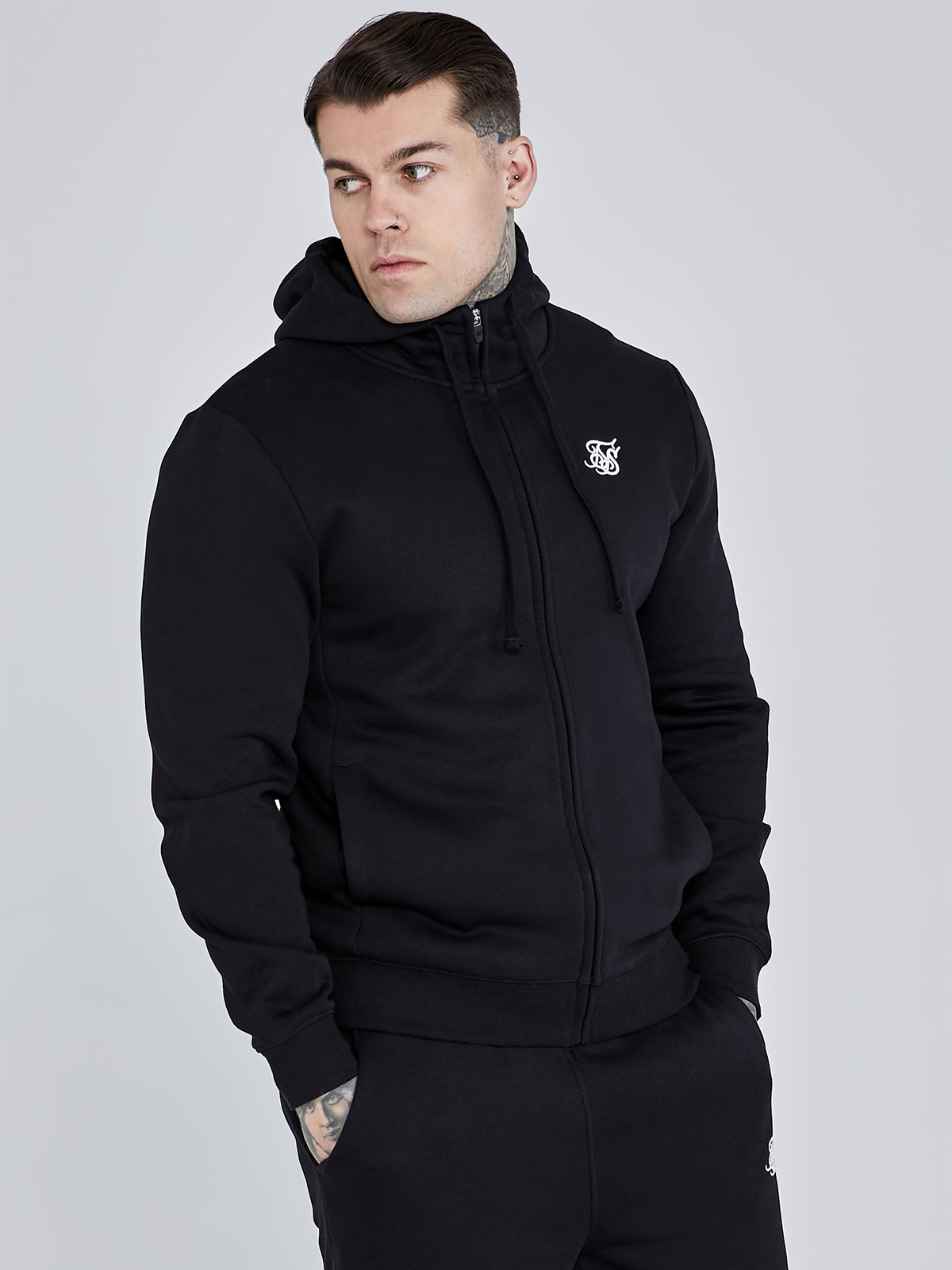 Core Zip Through Hoodie Black