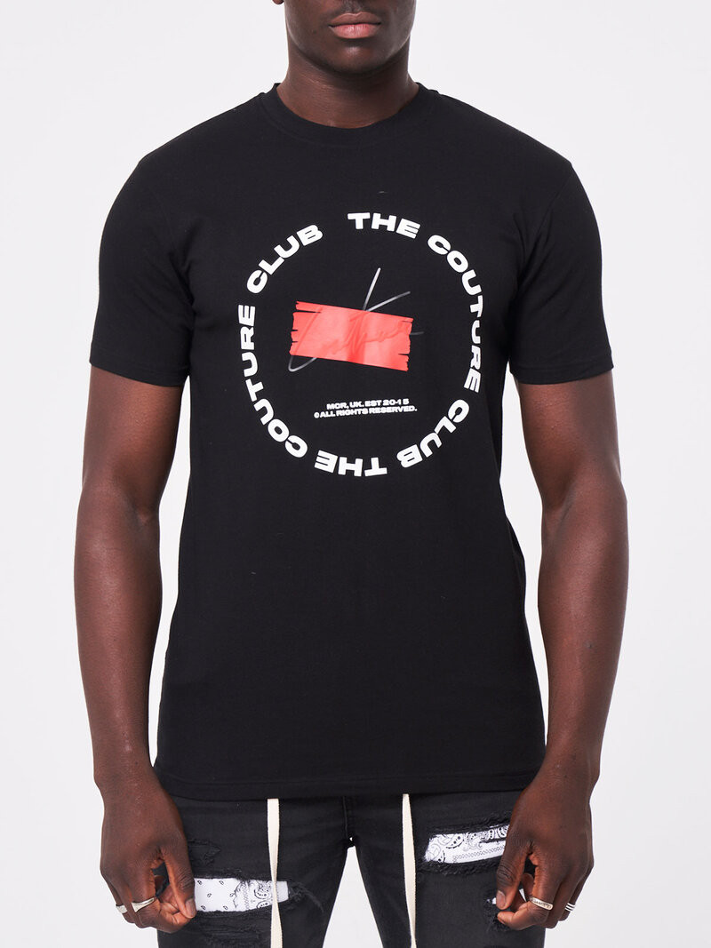 Distressed Circle Logo Tee Black