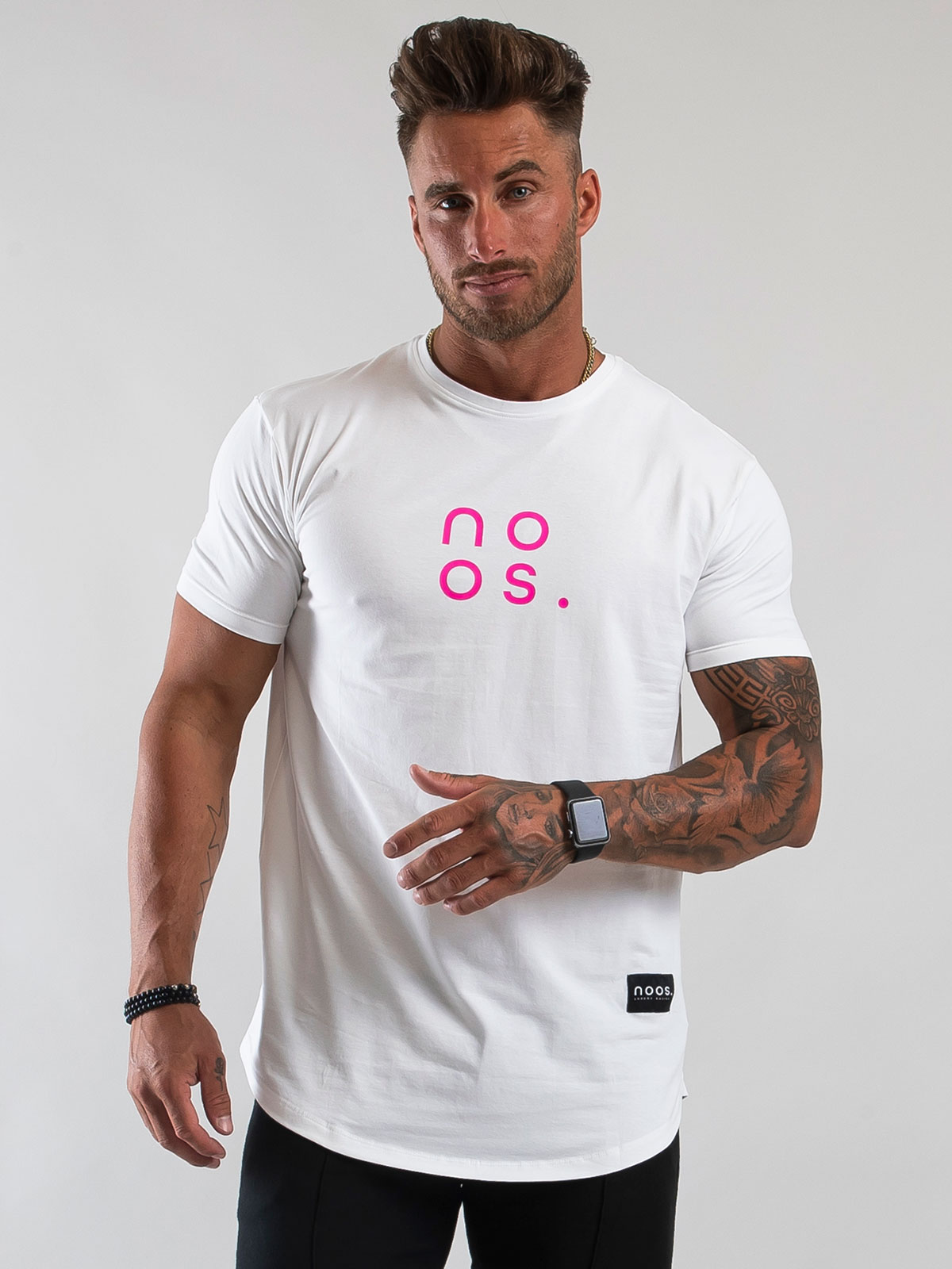 Gym Scoop Tee White/Neon Pink