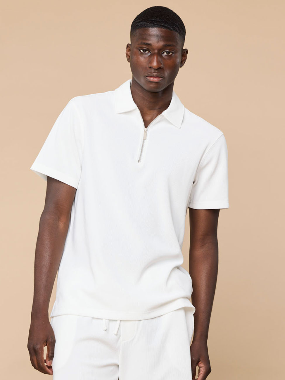 Alonzo Zip Polo Offwhite