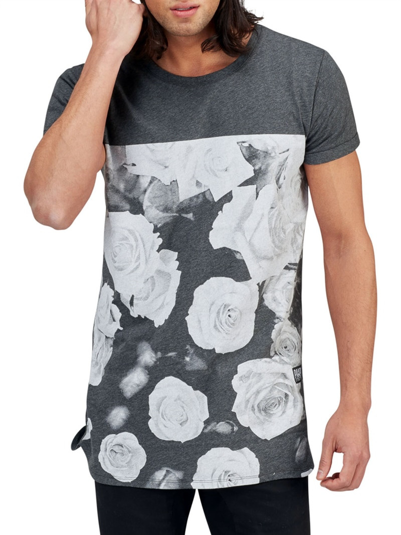 Rose Front Tee Dark Grey