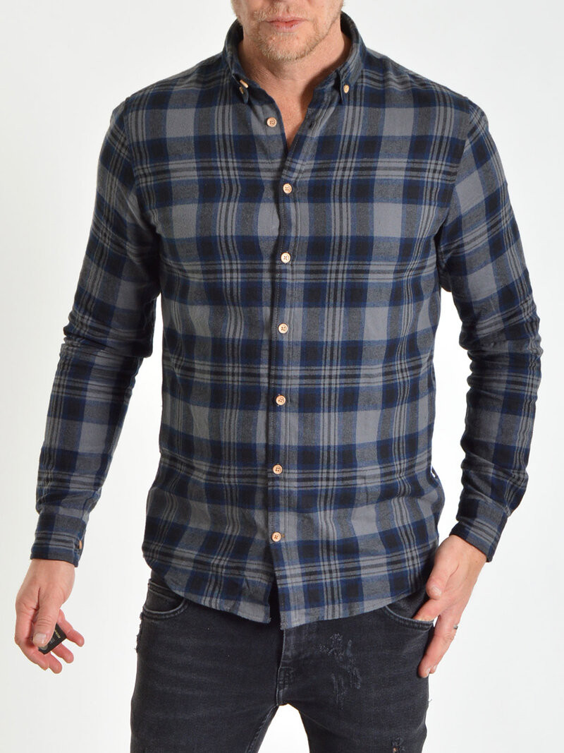 Johan Flannel Check Grey/Royal Blue