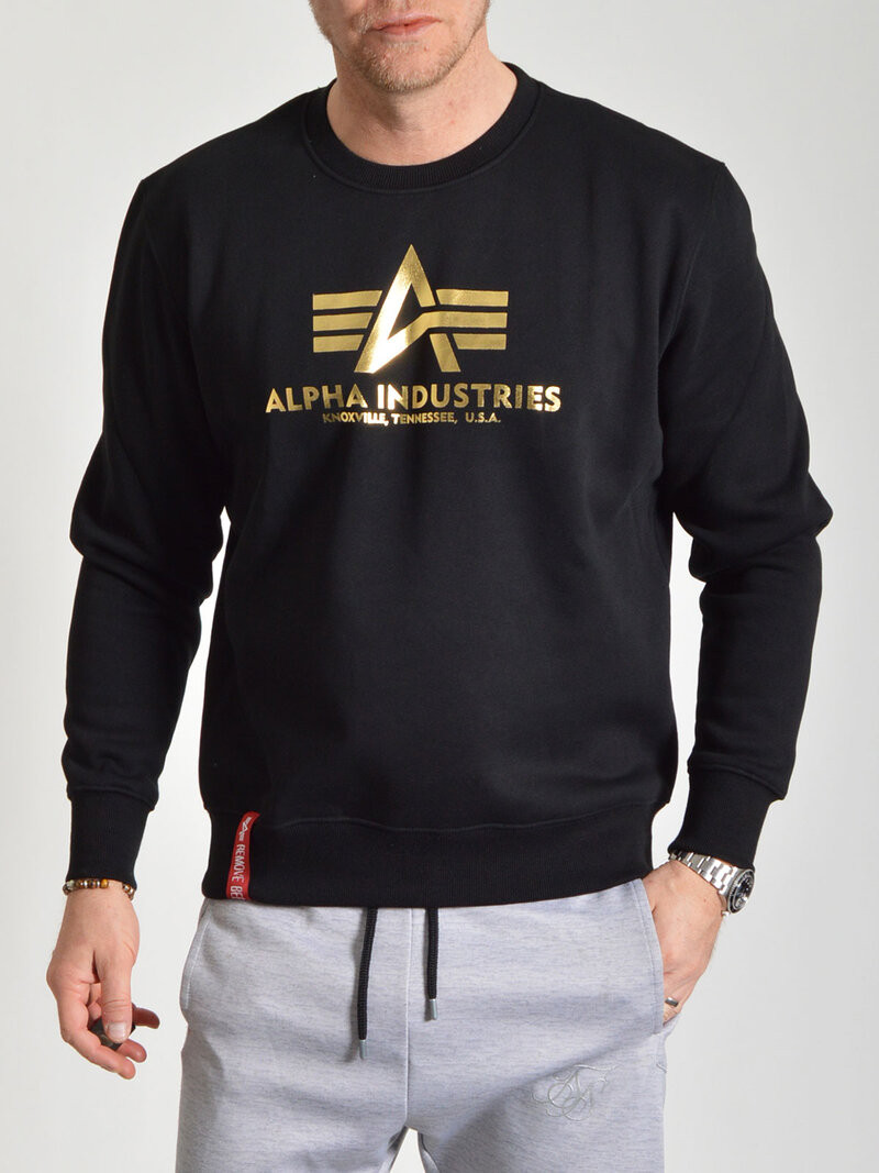 Basic Sweater Foil Print Black/Gold