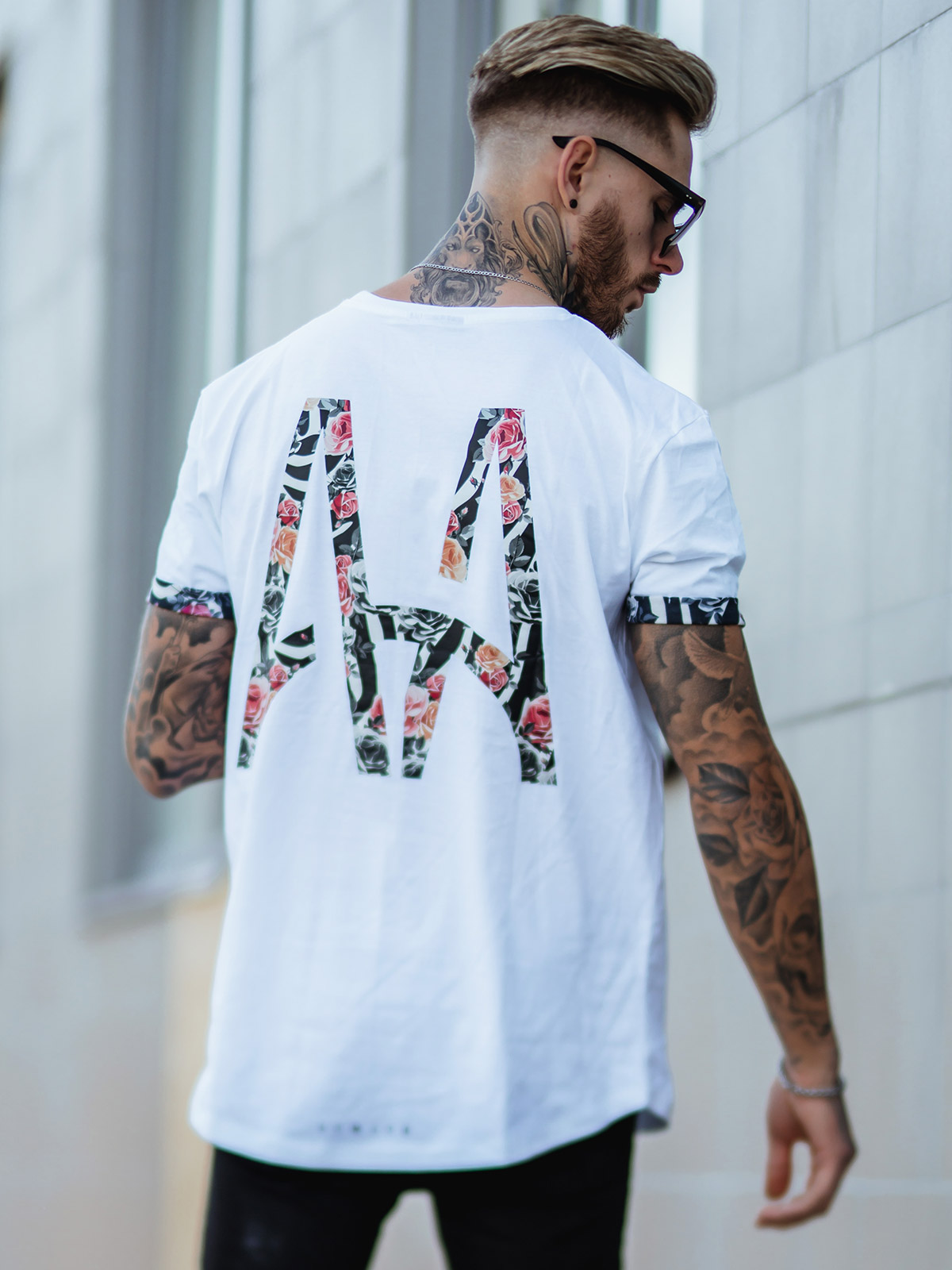 AA Zebra Roses Tee White
