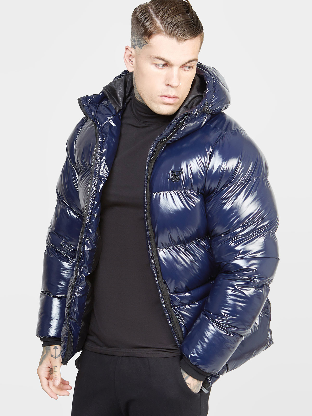 Navy Gloss Puffer Jacket