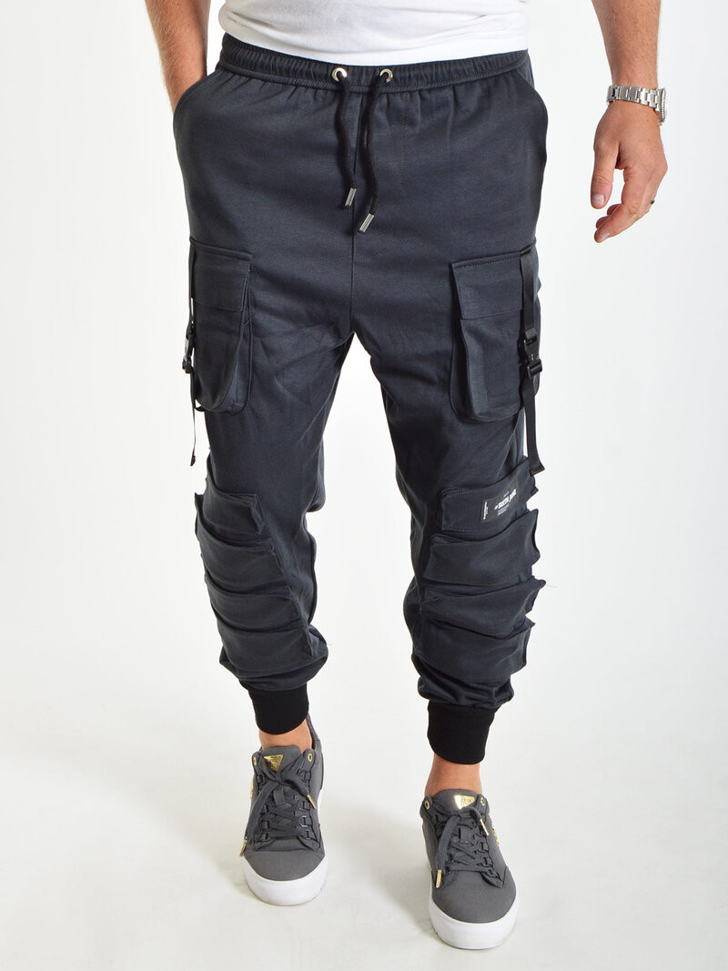 Strap Pocket Cargo Pants Black