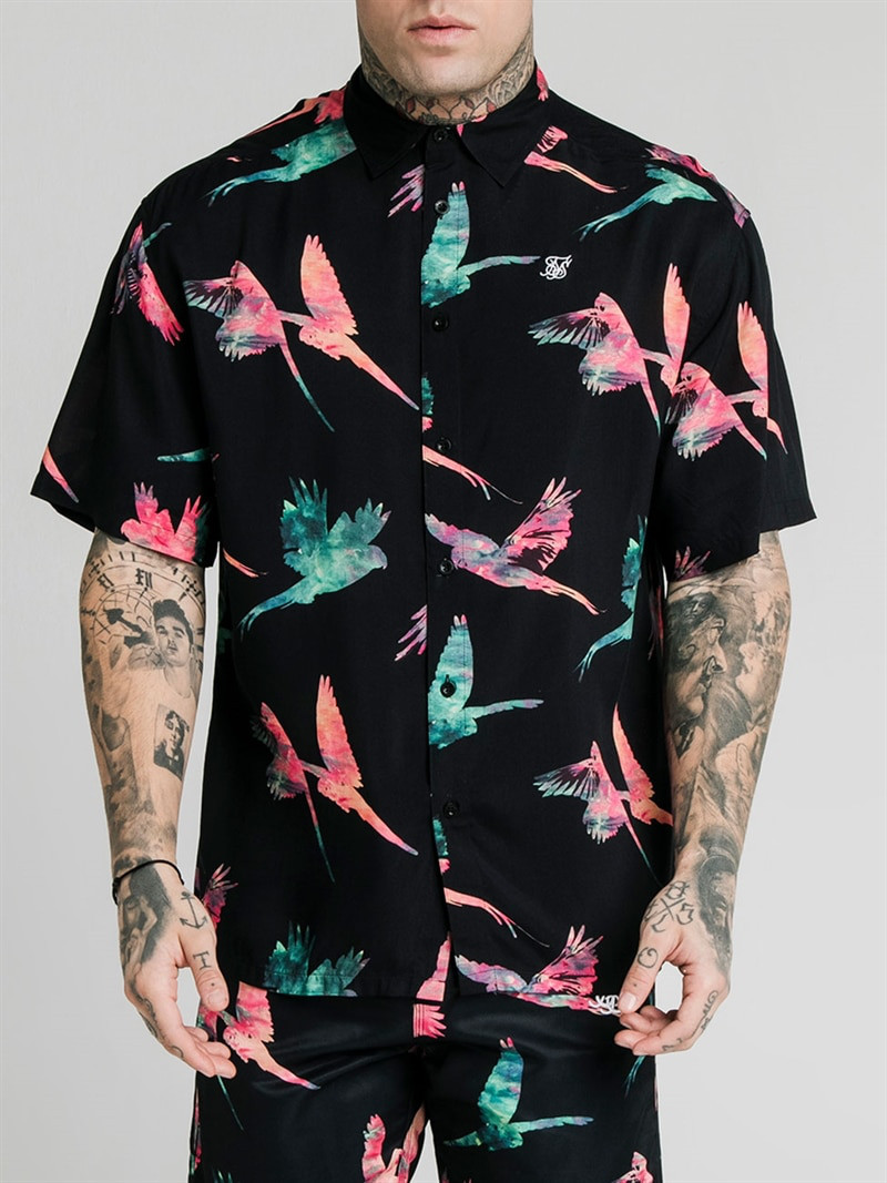 Parrot Resort Shirt Black