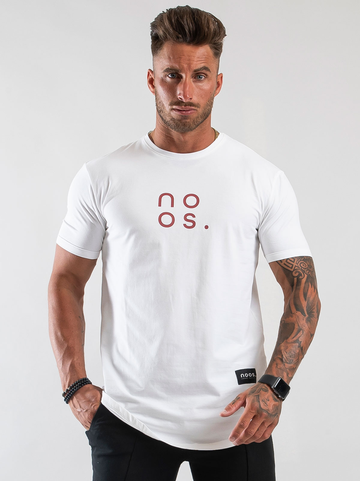 Gym Scoop Tee White/Burgundy