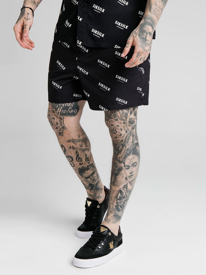 Repeat Print Swimshorts Black