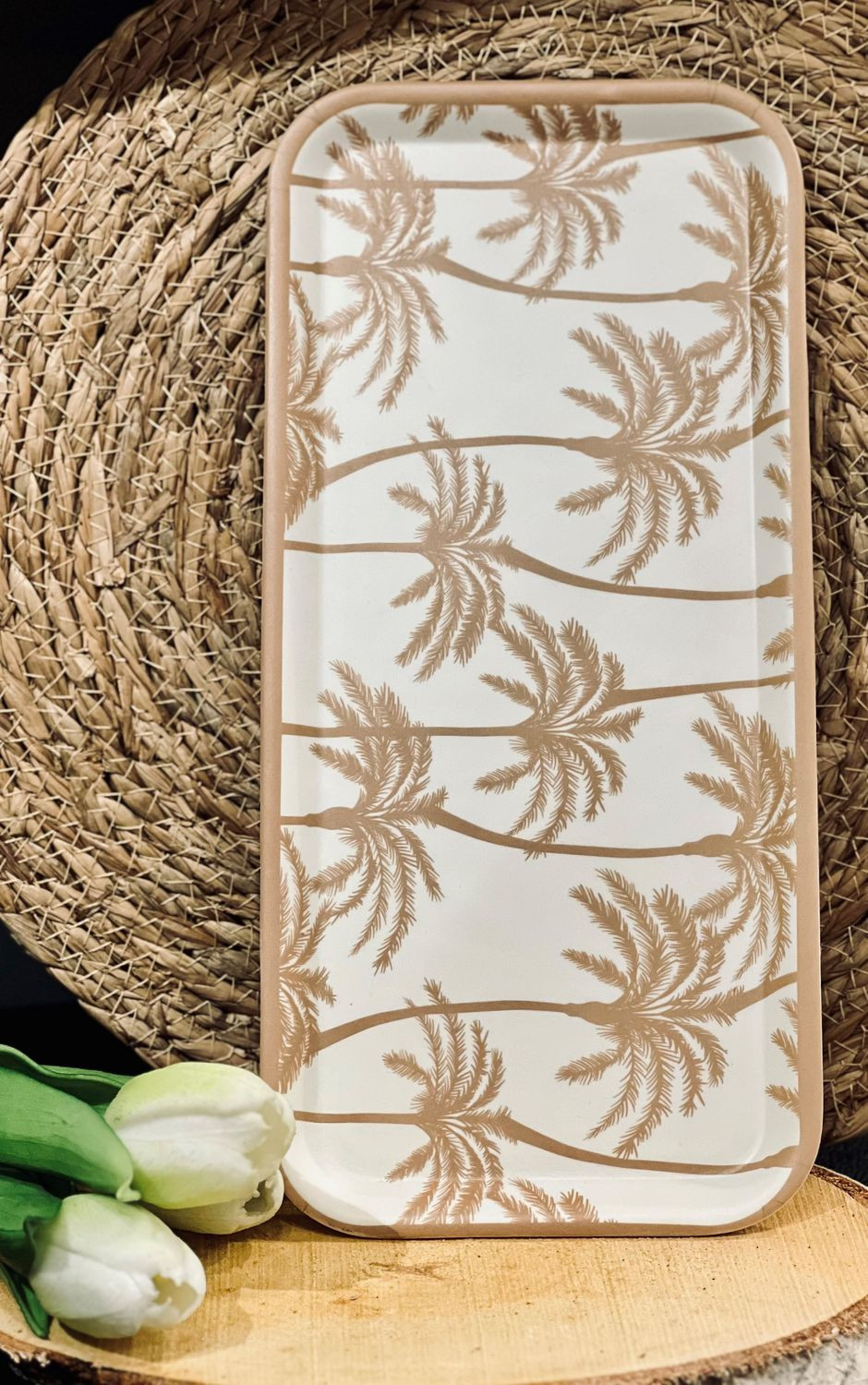 Bricka Palmer Beige/Vit Melamin