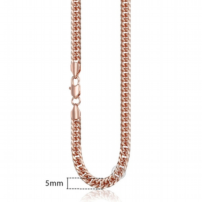 Halskedja med 18K Roséguldplätering  5 mm -längd 50 cm