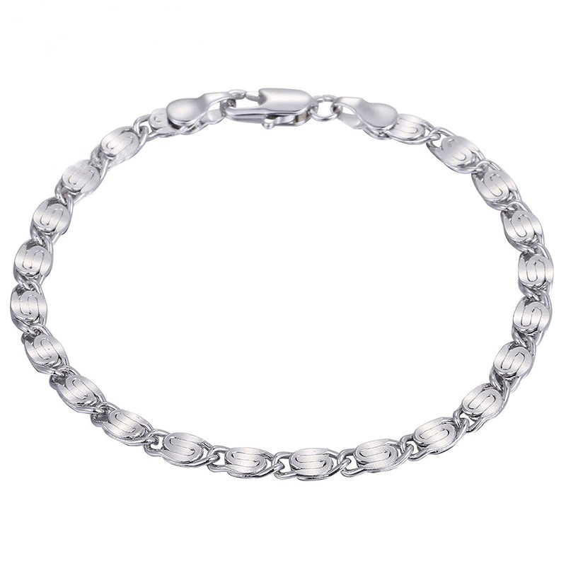 Armband i 18K  Vit Guldplätering 4mm