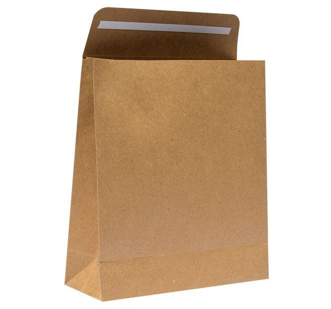 Presentpåse med tejpflik brun, 160x60x180+40mm -Brun
