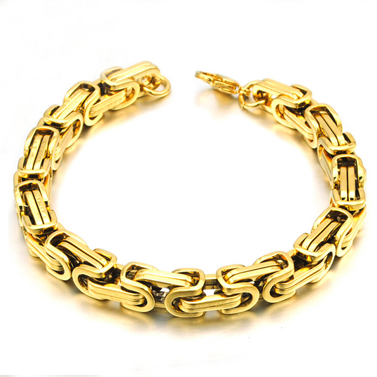 Kejsarlänk -Armband i rostfritt stål -Guld 5mm resp. 8mm