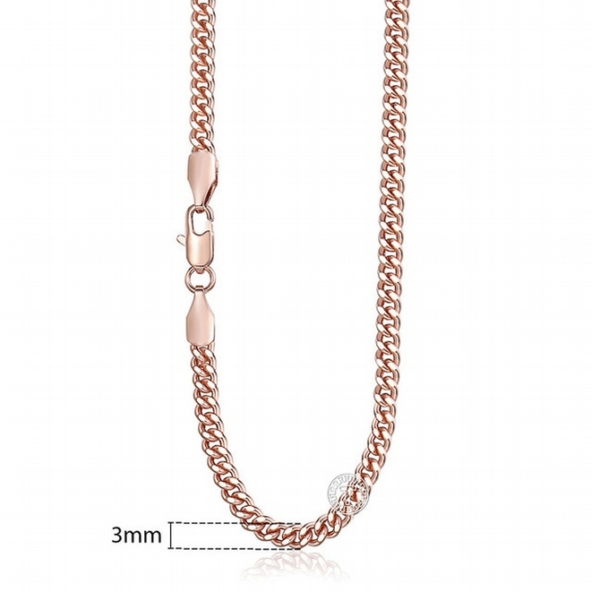 Halskedja med 18K Roséguldplätering  3 mm
