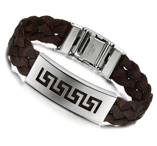 Armband i flätat silke och Rostfritt stål