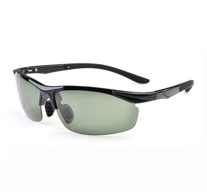 AOFLY Sunglasses -Bright black frame & Dark green lens