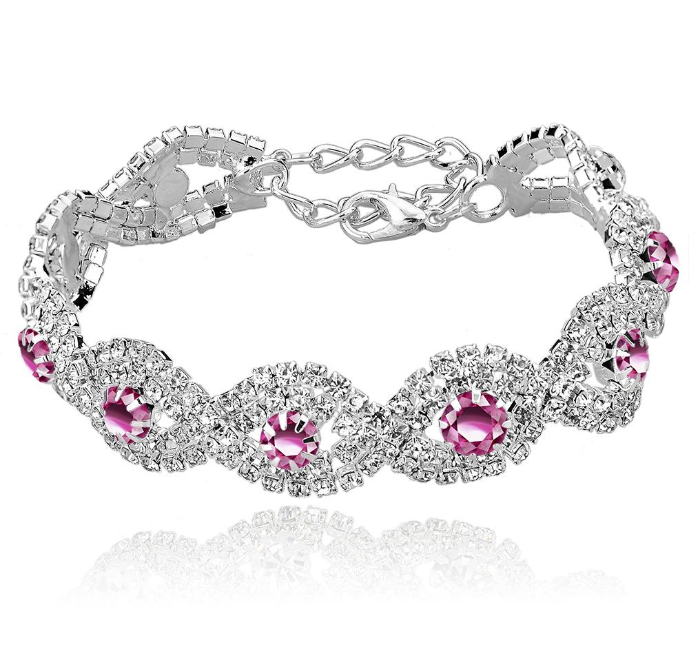 Armband med Cubic Zirconia och Austrian Crystals samt i 925 Sterling Silverplätering -Rosa stenar