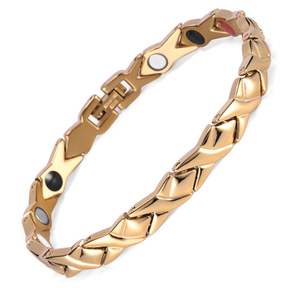 Magnetarmband i rostfritt stål med 18K Guldplätering