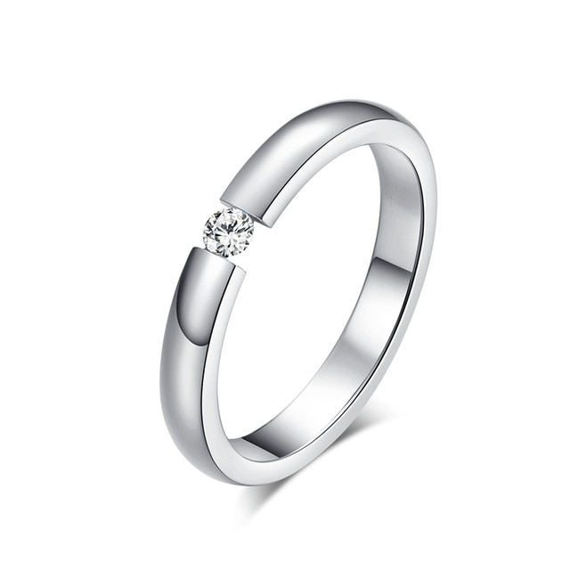 Ring i rostfritt stål med Cubic Zirconia med 925 Sterling Silverplätering