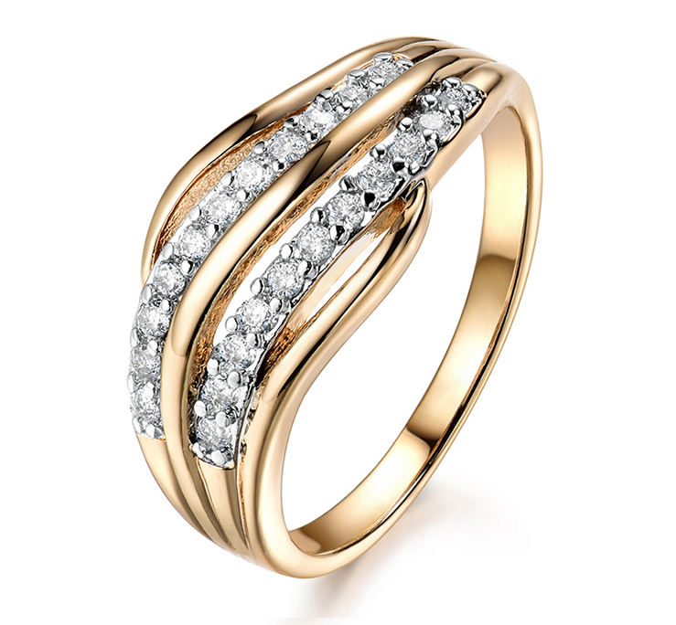 Ring med många små Cubic Zirconia och i 18K Guldplätering