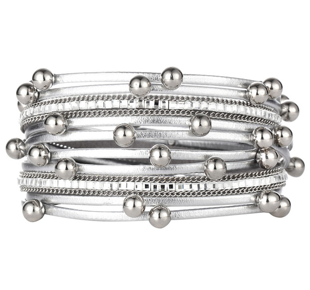 Armband som viras i två varv -Silverfärg