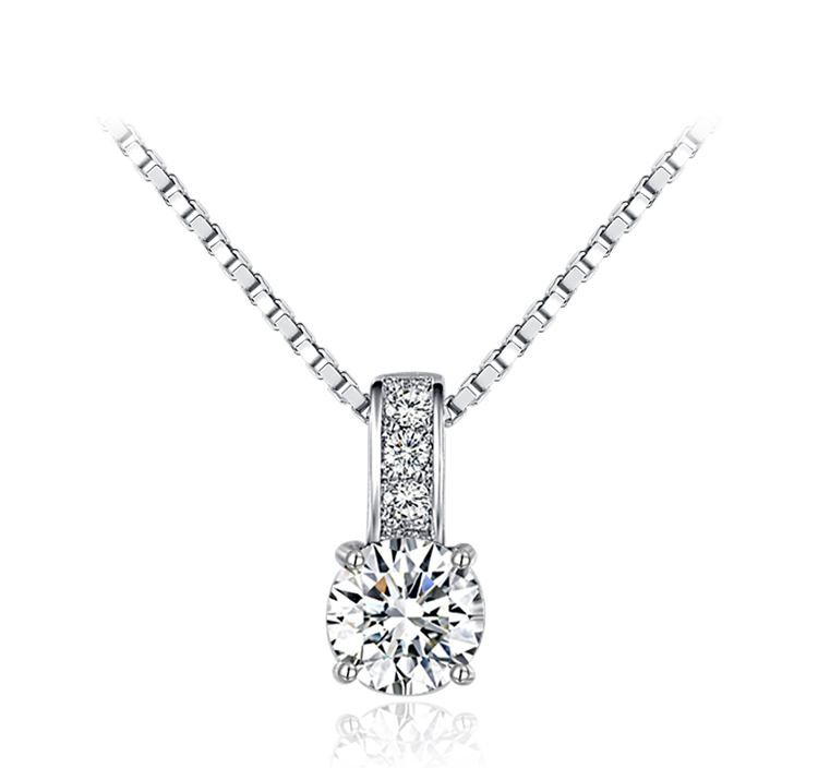 Halsband  med en stor och tre små stenar i Cubic Zirconia och Platinumplätering