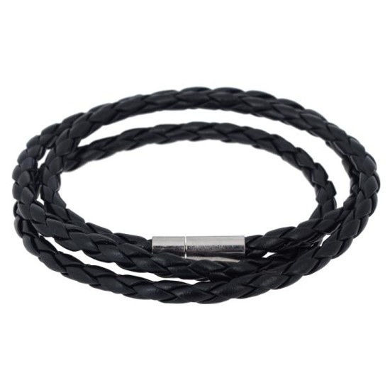 Läderarm- halsband med bajonettlåsning -Svart