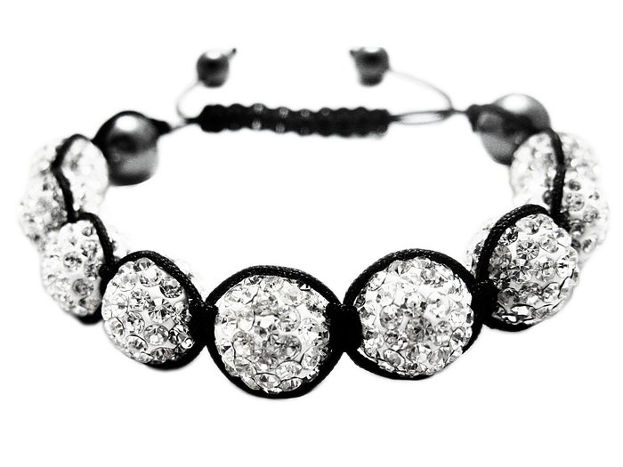 Shamballainspirerat Armband -Vita kristaller